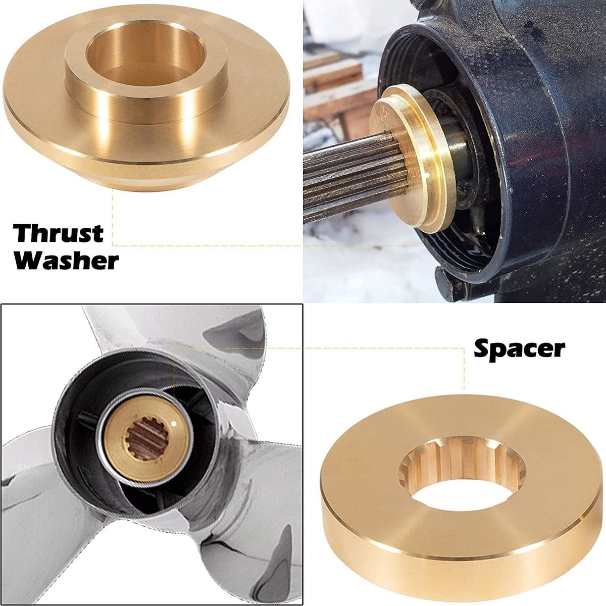 150-300HP Propeller Hardware Kit Thrust Washer/Spacer/Nut for Yamaha Outboard
