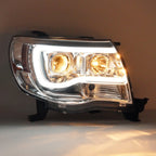 DOT Chrome LED Tube Projector Headlights HeadLamps For Toyota Tacoma 2005-2011