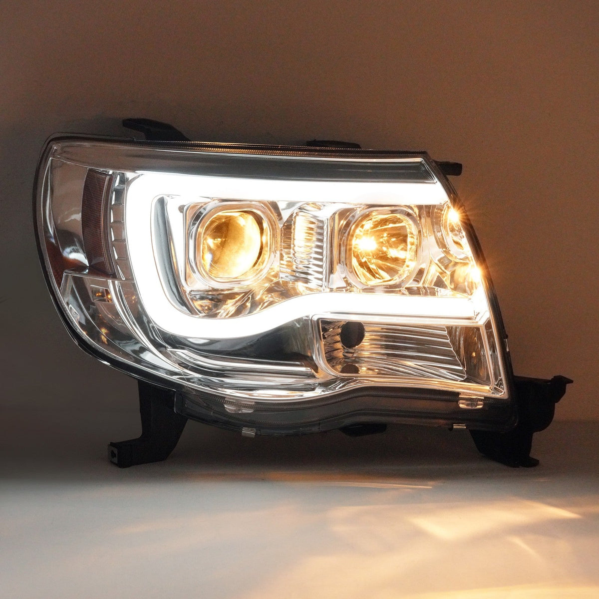 DOT Chrome LED Tube Projector Headlights HeadLamps For Toyota Tacoma 2005-2011