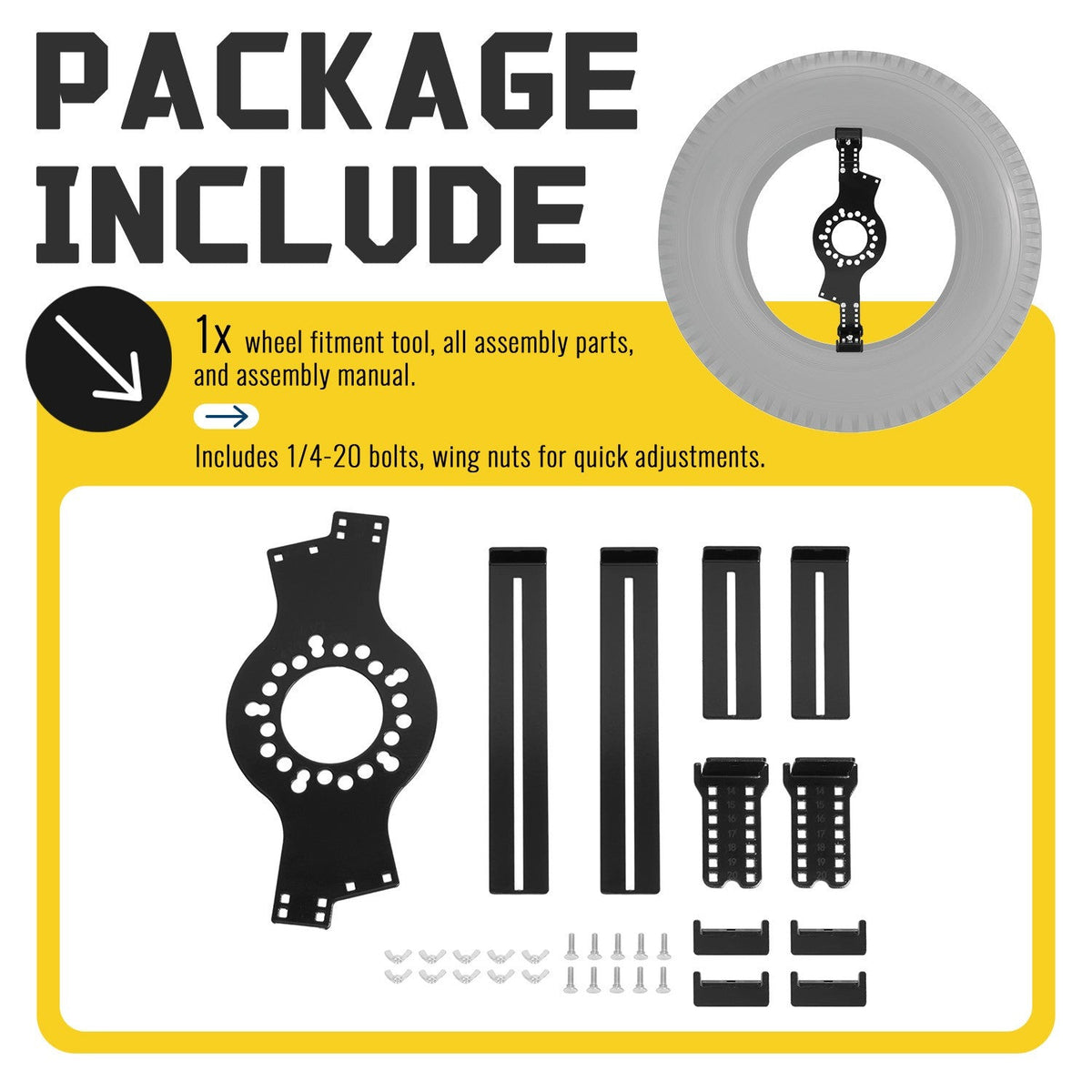 5-Lug Pattern 14"-22"Wheel Fitment Simulator Tool Tire Size For Measuring Mockup