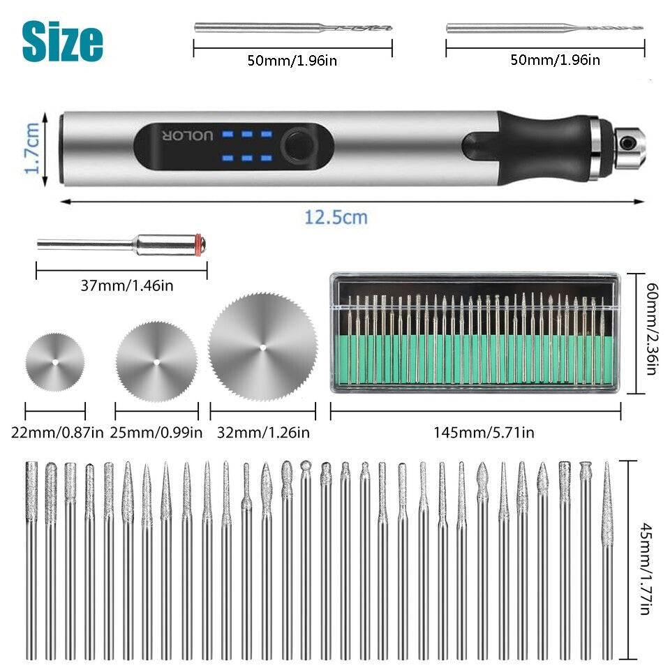 Cordless Electric Engraving Pen, Micro Polishing Pen, 33 Drill Bits