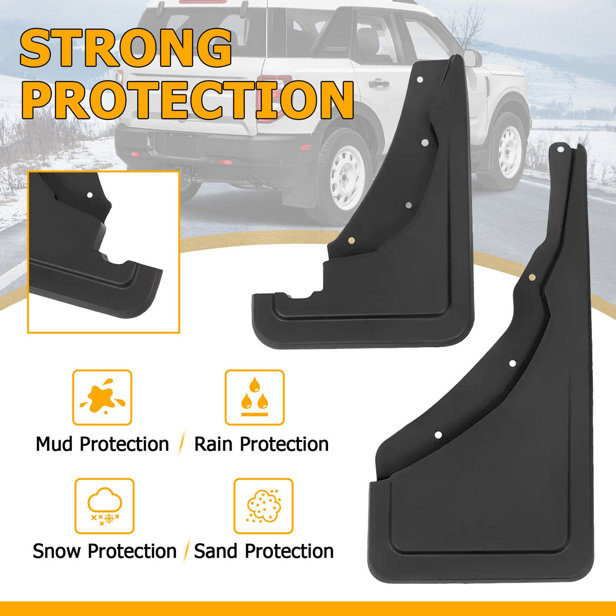 Front & Rear Mud Flaps Splash Guards Set of 4 For Ford Bronco Sport 2021 22 2024