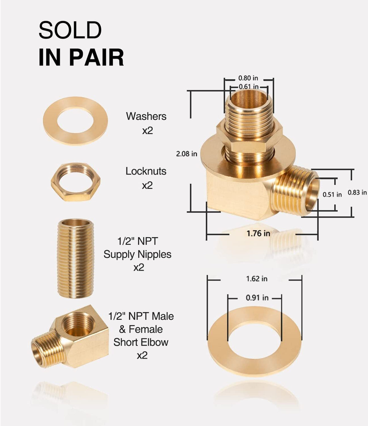 B-0230-K Wall Mount Faucet Install Kit for T&S B-0230 Style 1/2???? NPT Faucets