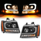For 2007-14 Chevy Tahoe Suburban Avalanche LED DRL Projector Headlights Assembly