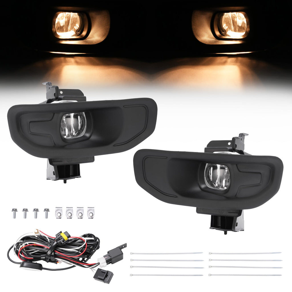 Pair For Ram 1500 2019-2024 Front Driver & Passenger Side Fog Lights W/Bezels