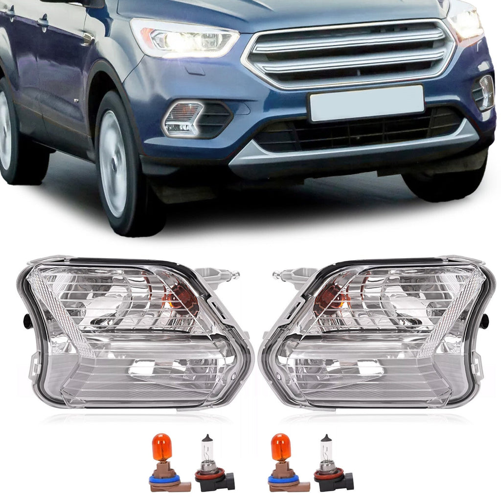 Front Fog Lights Turn Signal Lamp With Bulb For Ford Escape Kuga 2017-2019 LH+RH