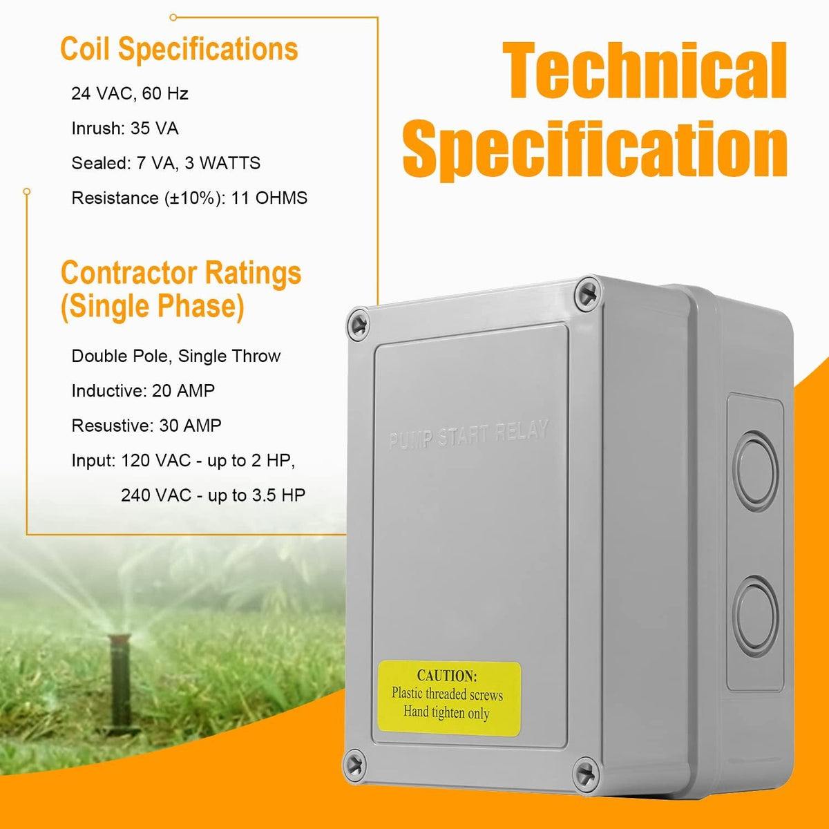 1522 Pump Start Relay for Irrigation Systems with 3 HP / 110V / 220V 24V Coil