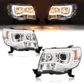 DOT Chrome LED Tube Projector Headlights HeadLamps For Toyota Tacoma 2005-2011