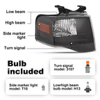 1PC Right For Ford Expedition 07-14 Headlight W/bulbs Amber Reflector #FO2503227
