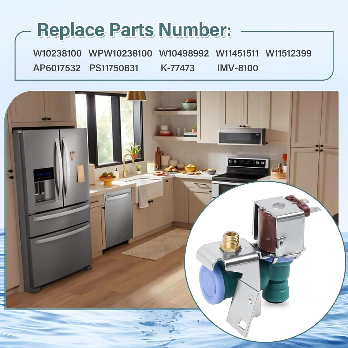 W10238100 20W 60Hz AC120V Refrigerator Water Inlet Valve Fit For Whirlpool
