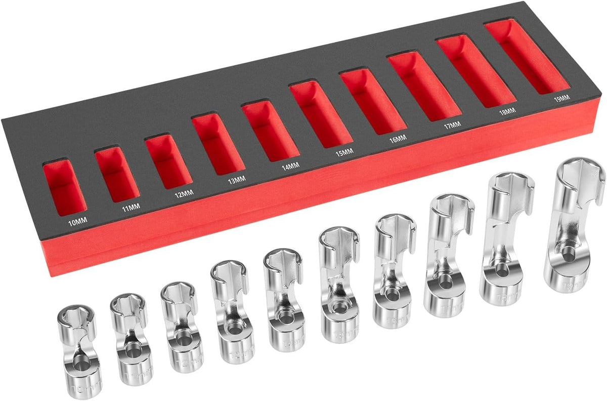 for 12030 Flare Nut Socket Set 10Pcs 3/8" Drive Metric Injector Fuel Line