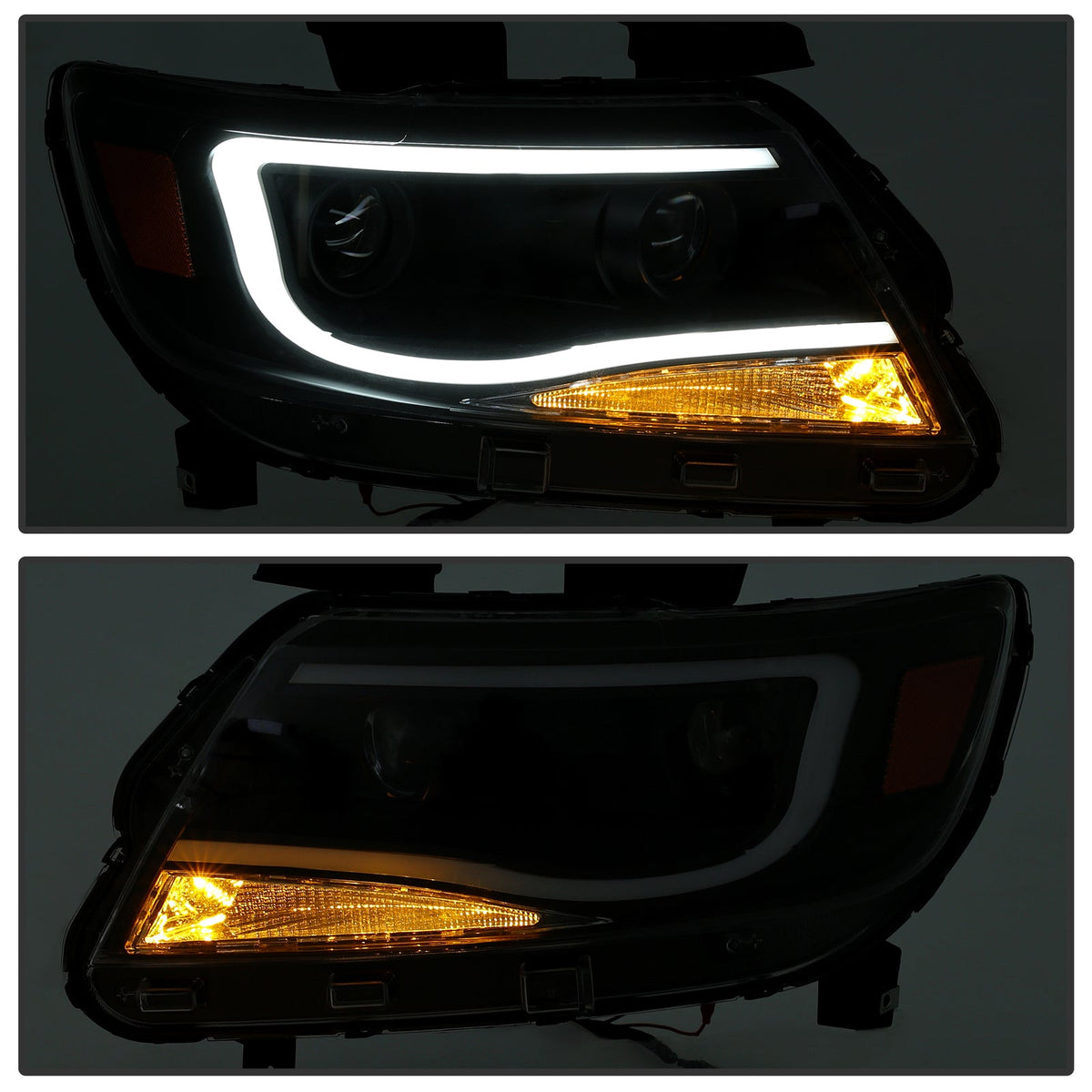 New Black LED DRL Dual Square Projector Headlights For Chevy Colorado 2015-2022