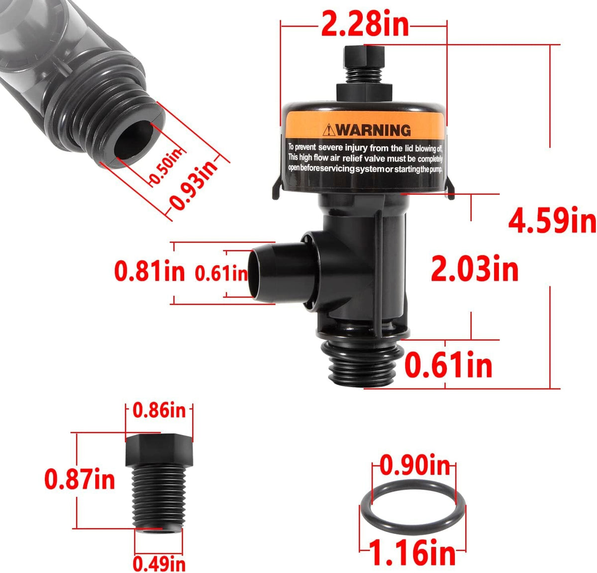 98209800 & 98209803 High Flow Manual Air Relief Valve Replacement for Pentair