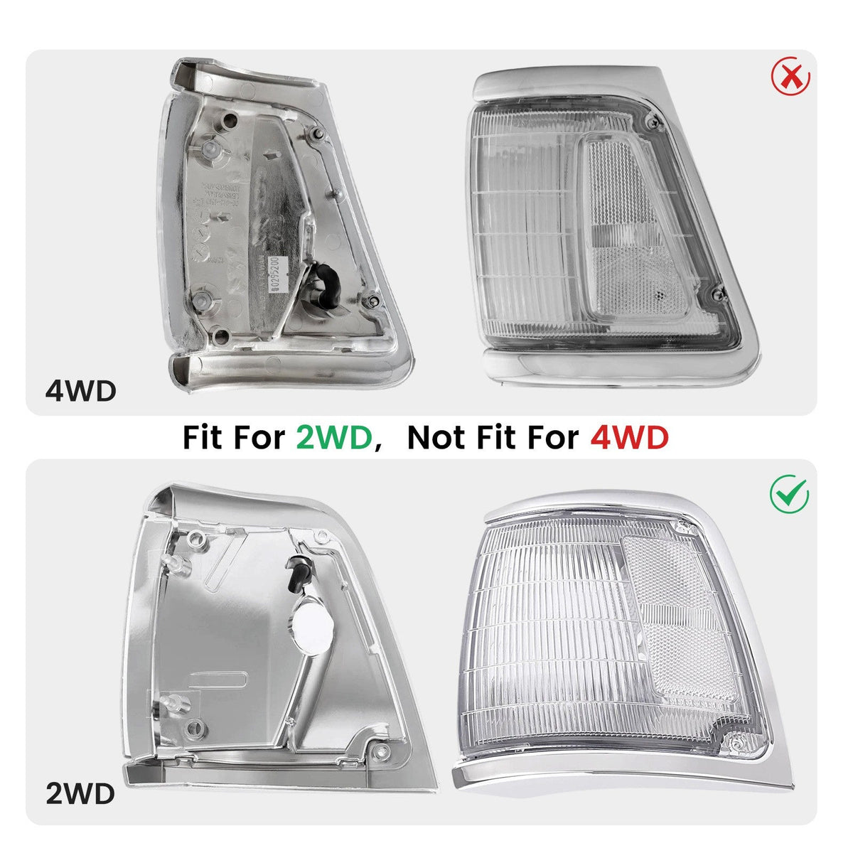 Clear Corner Lights + Bumper Signal Lights For 1992-1995 Toyota Pickup 2WD