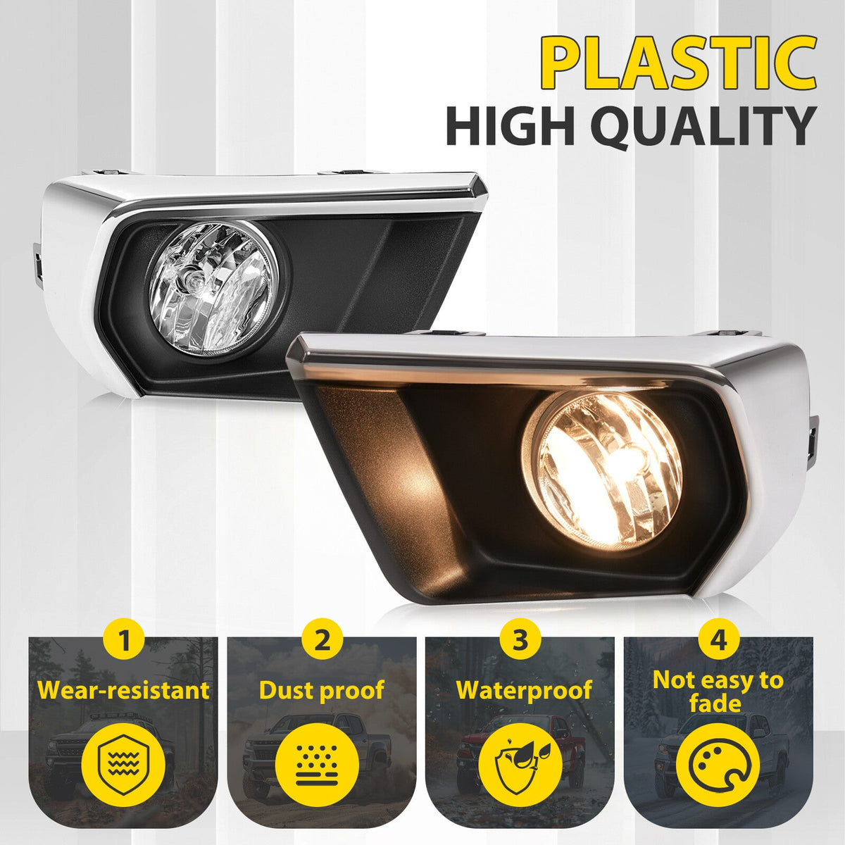 For Chevrolet Colorado 2021-2022 Clear Fog Lights w/ Chrome Bezel Wires Switch