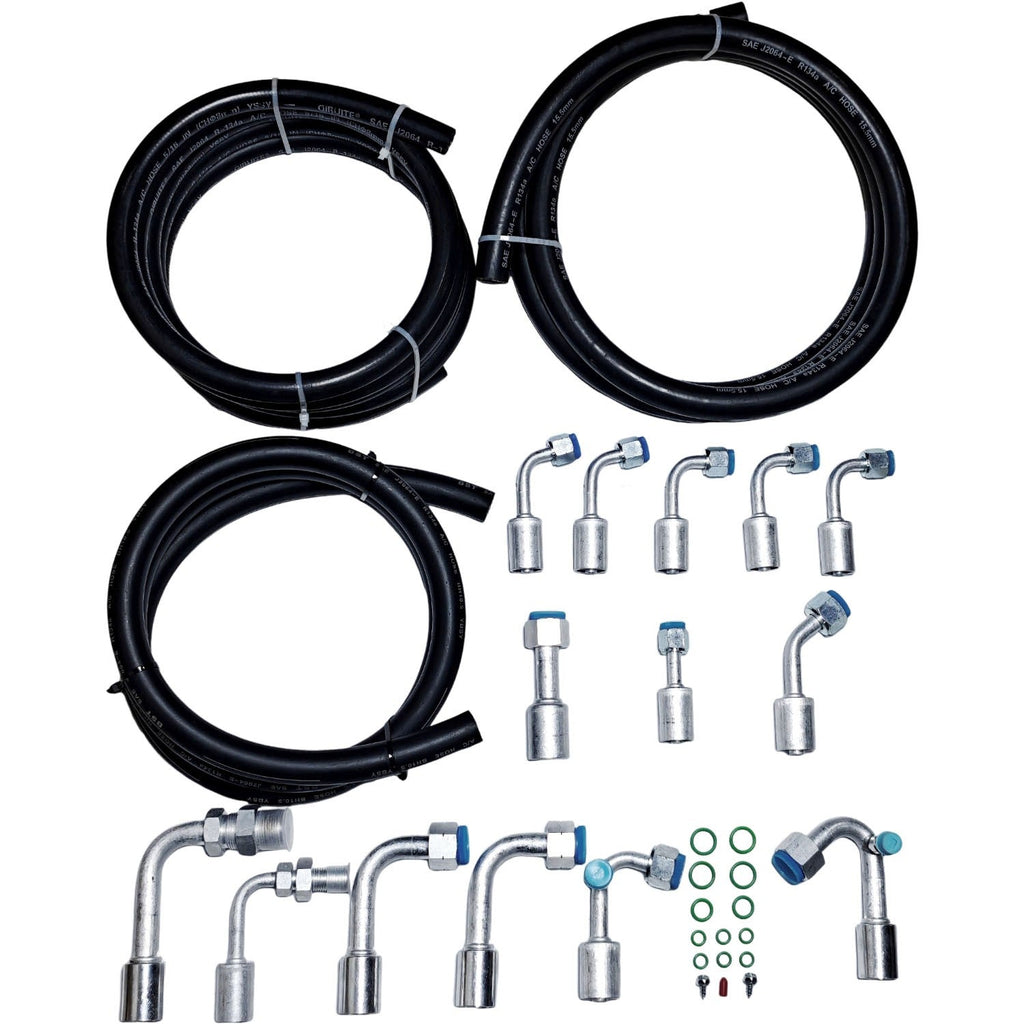 134A AC Air Conditioning Hose Kit w/Fitting & O-ring Extended Length A/C Hose