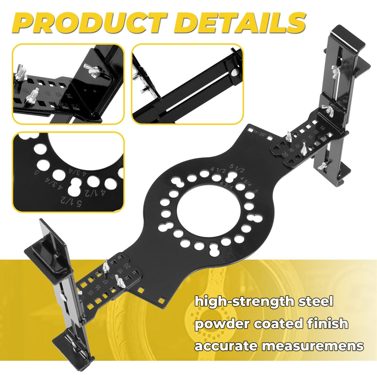 5-Lug Pattern 14"-22"Wheel Fitment Simulator Tool Tire Size For Measuring Mockup