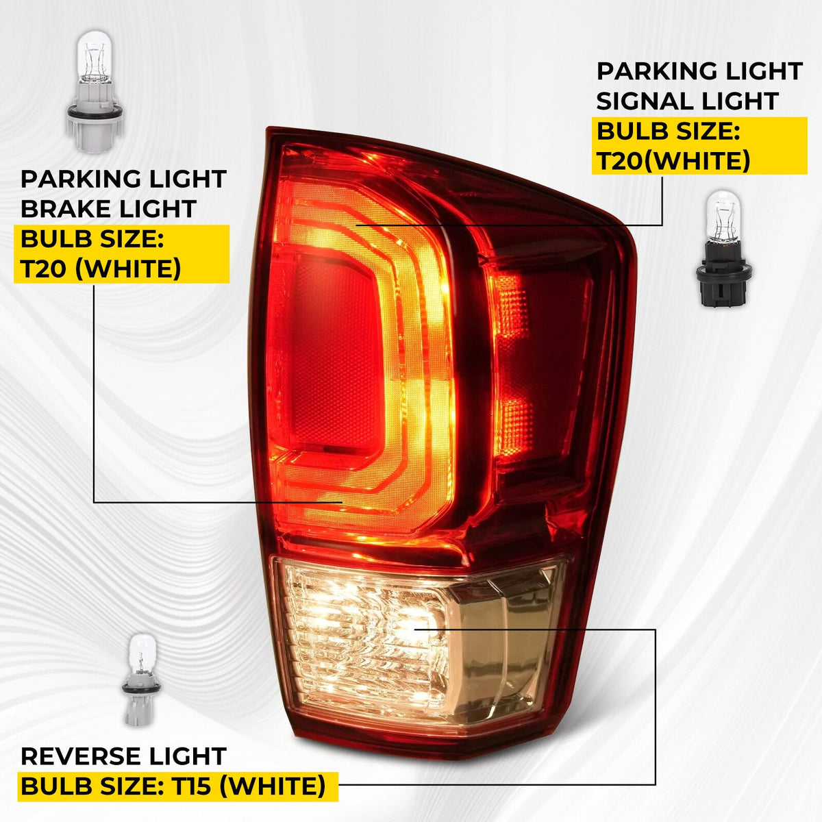 For Toyota Tacoma TRD 2016-2023 Pair Tail Lights Brake Lamp Turn Signal w/Bulb