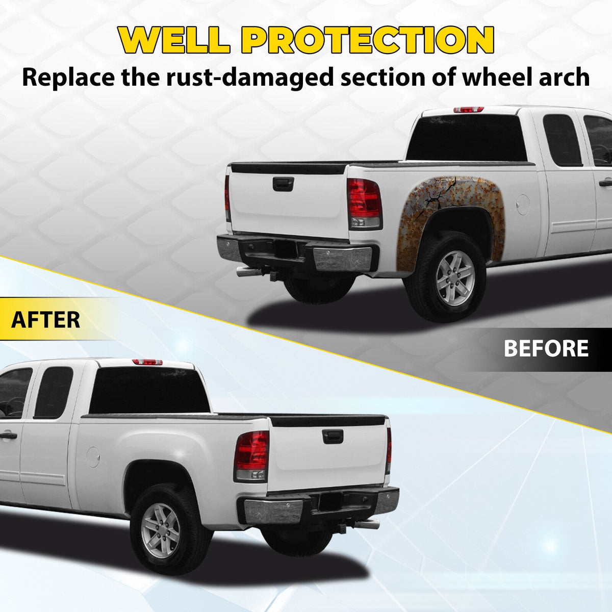 For GMC Sierra 07-13 Pickup Truck 6.6' &8' Bed Rear Wheel Arch Repair Panel Pair