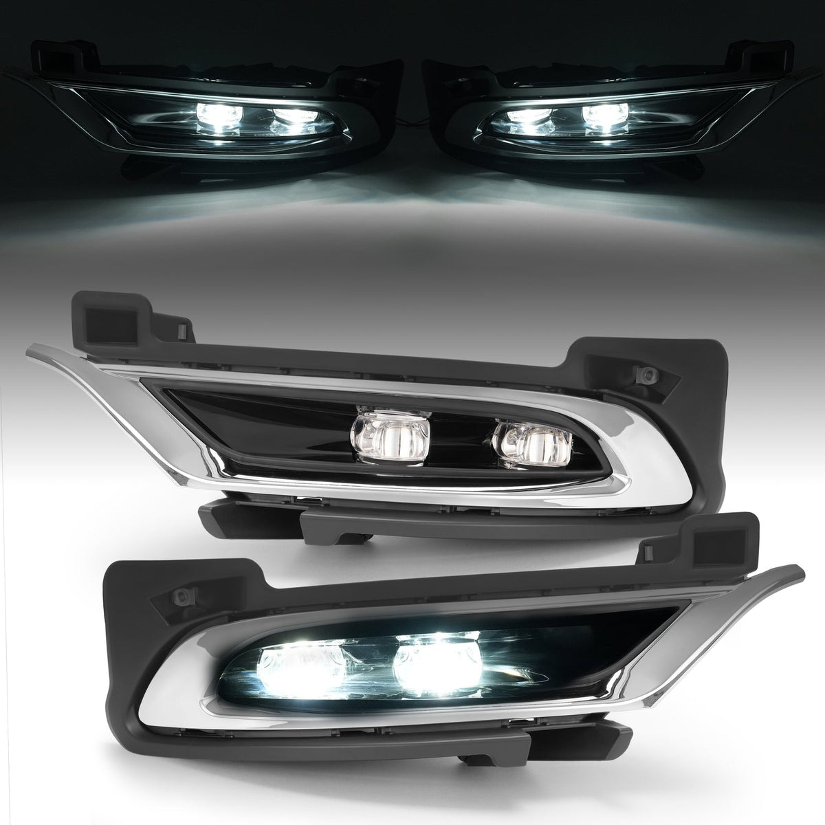 Pair LED Chrome Fog Lights Driver Passenger Side For Chrysler 300 2015-2024 2021
