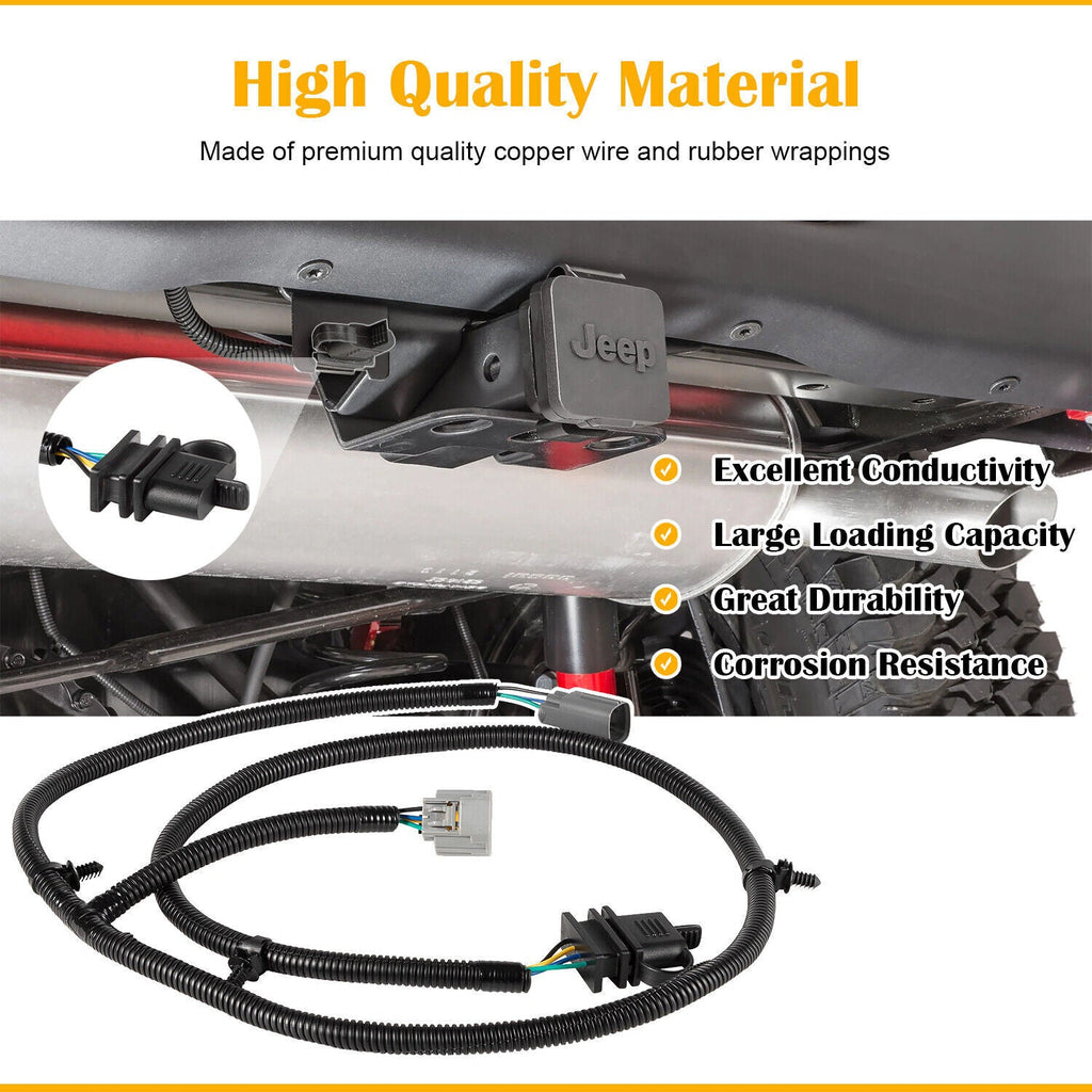 For 07-18 Jeep Wrangler JK 70.5" 4-Way Tow Hitch Trailer Wiring Harness 92015
