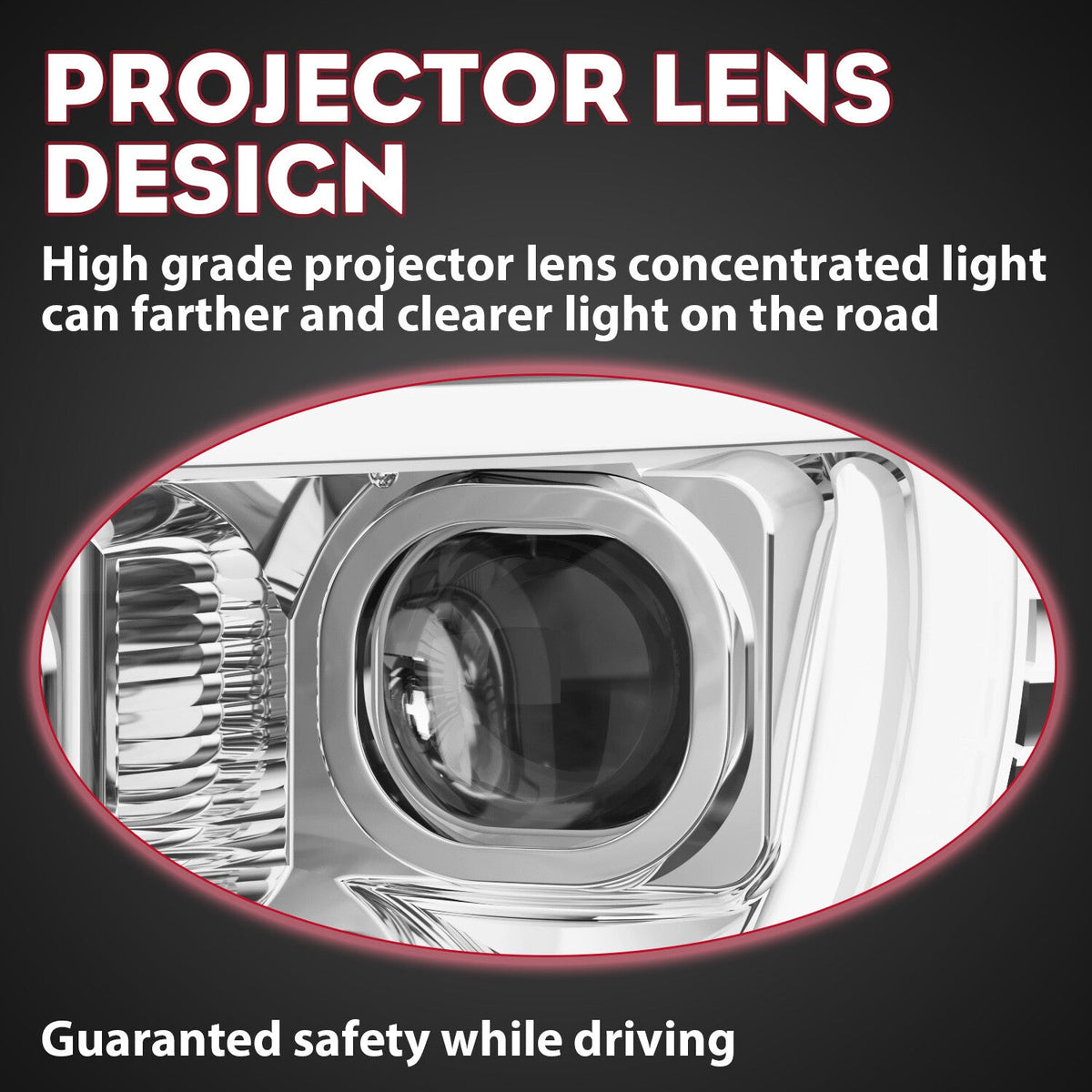 DOT Chrome LED Tube Projector Headlights HeadLamps For Toyota Tacoma 2005-2011