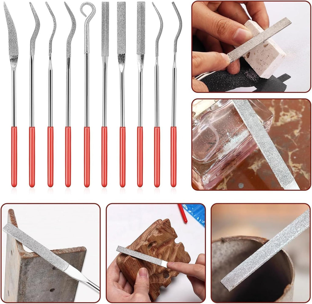 20x Diamond Needle File Set for Metal Glass Stone Wood Jewelry Carving Polishing