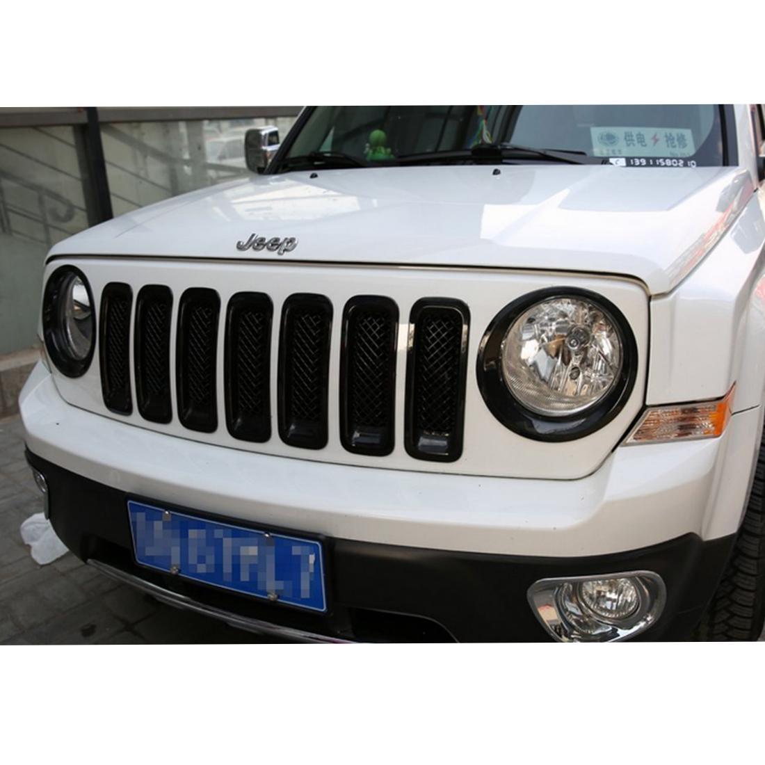 Black Front Mesh Grill Grille Insert Cover for Jeep Patriot 2011-2017  (7 PCS)