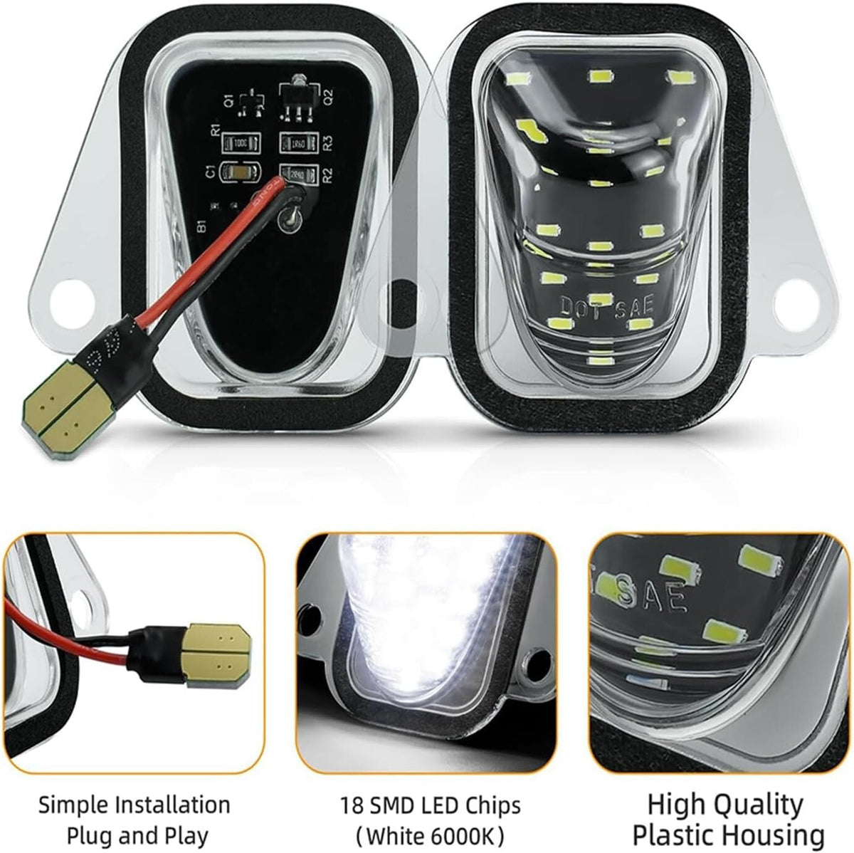 2X LED License Plate Tag Light Lamp For 2007-2014 Chevy Tahoe Suburban GMC Yukon
