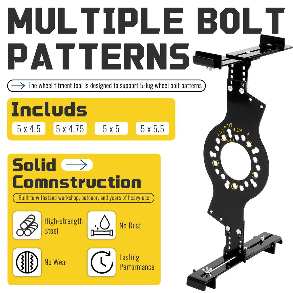5-Lug Pattern 14"-22"Wheel Fitment Simulator Tool Tire Size For Measuring Mockup