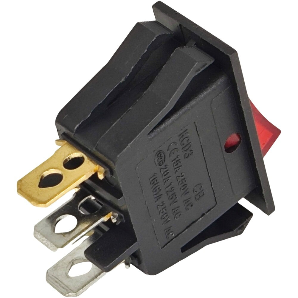 Lighted Rocker Switch On Off ZE-215 for Zing Ear 3 Prong SPST Snap-in