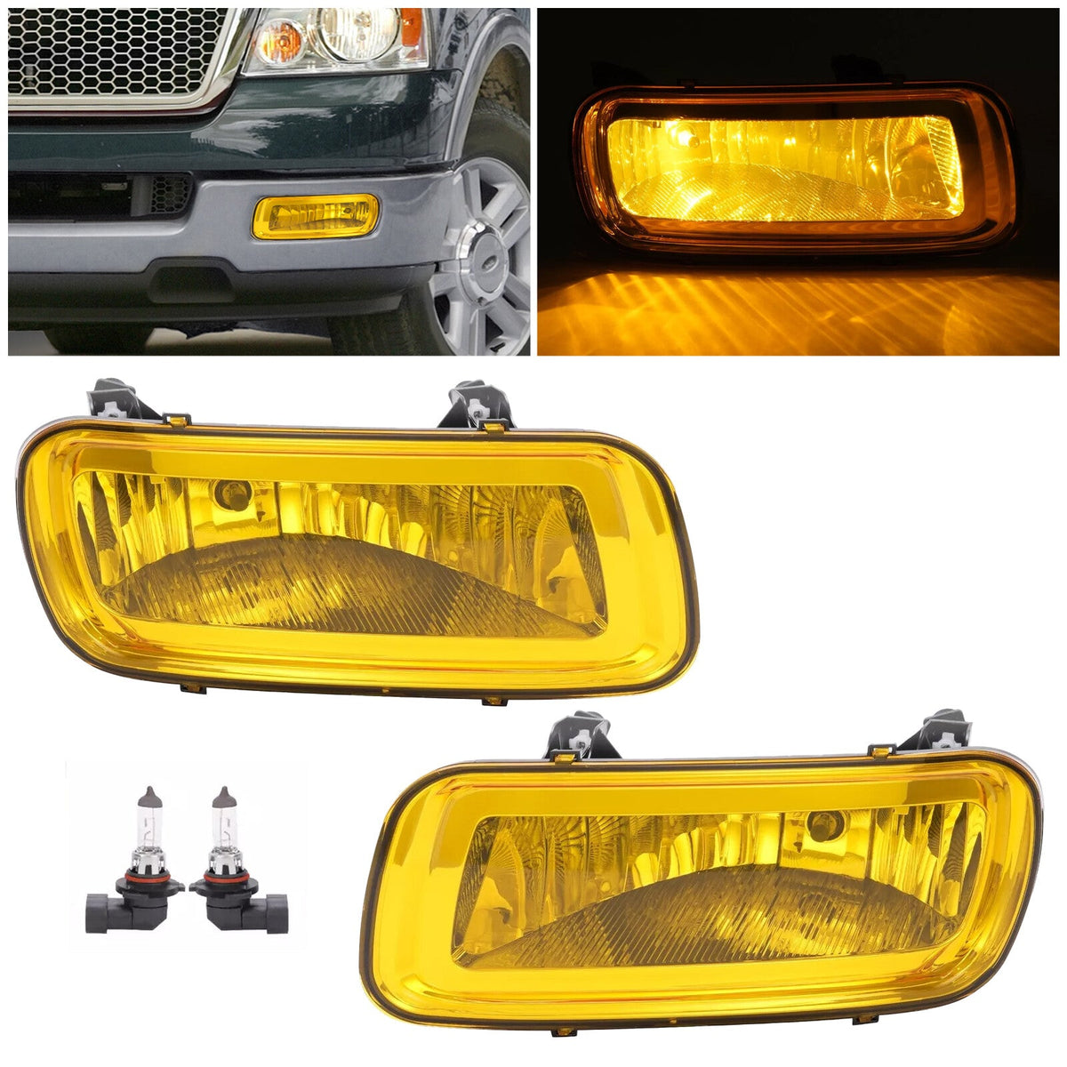 2PCS Yellow Lens Front Left & Right Fog Lights Lamps For Ford F150 F-150 2004-06