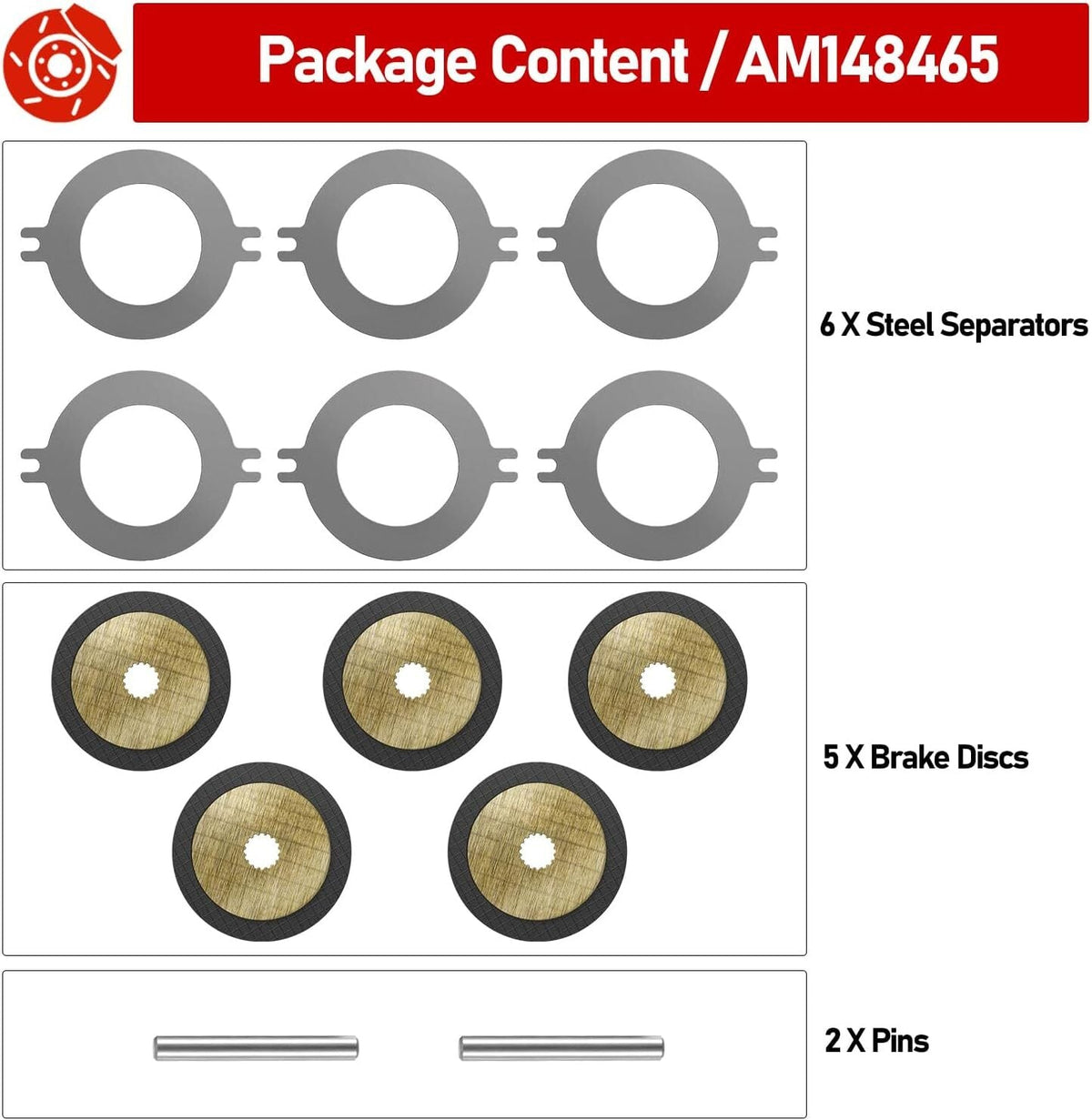AM148465 Wet Brake Disk Kit for John Deere Gator XUV 625 825 835 855 865 Vehicle