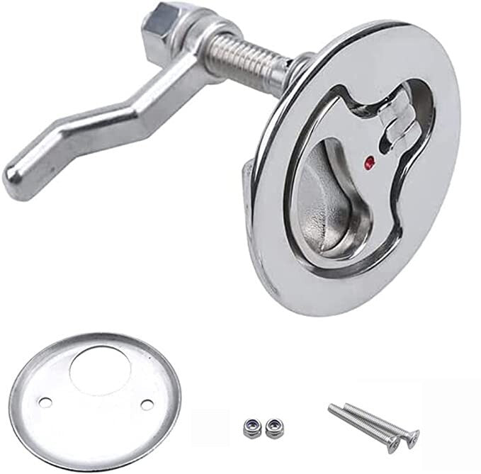 Boat Cam Latch, 316 Stainless Steel Marine Hatch Pull with Back Plate, Screws