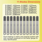 A308 Offset Valve Tappet Gauge 11-Blade Feeler Gauge Kit Sizes 0.004" to 0.014"