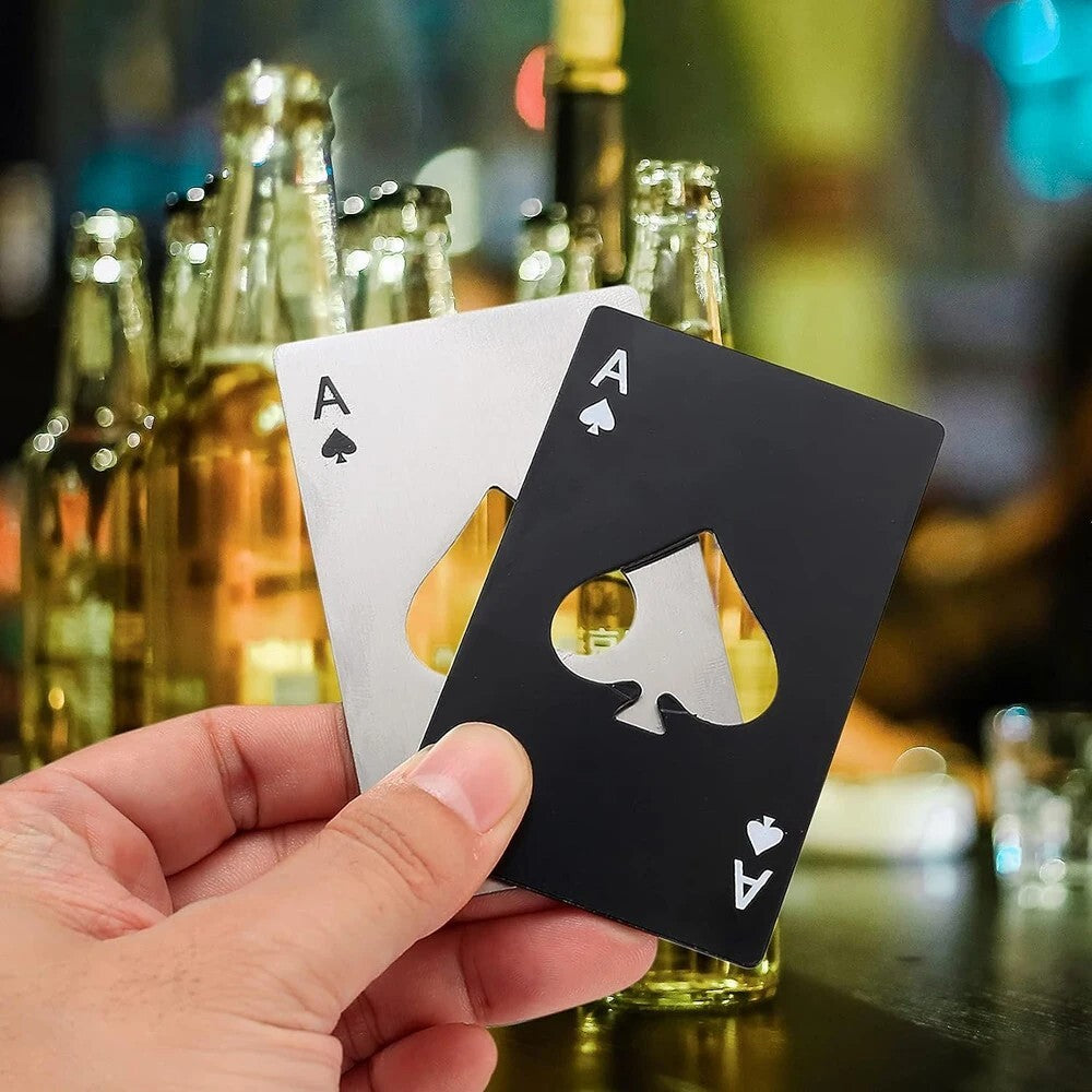 10Pcs Stainless Steel Credit Card Size Casino Bottle Beer Opener Black+Silver