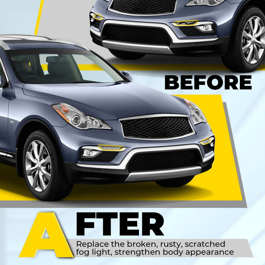 Pair Fog Daytime Running Light Lamp Clear For Infiniti QX50 2016 2017 LH+RH