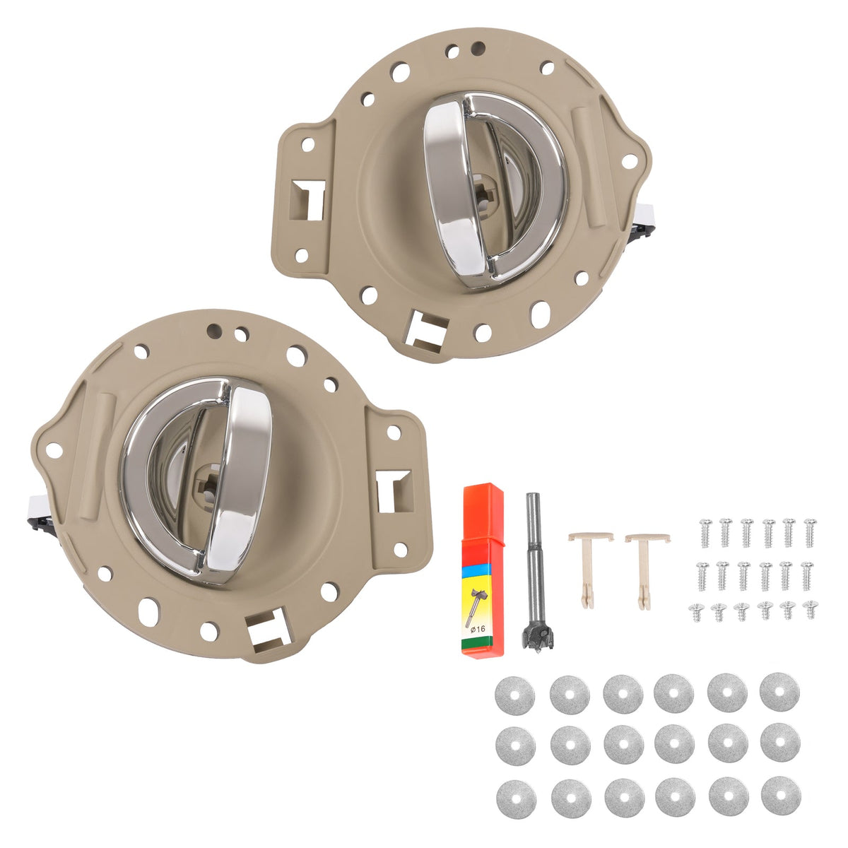 For Jeep Commander 2006-2010 Silvery & Tan Inside Inner Door Handle Chrome
