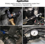6AN Male to 6AN Female Fitting With 1/8NPT Gauge Port Hose Adapter Fuel Pressure