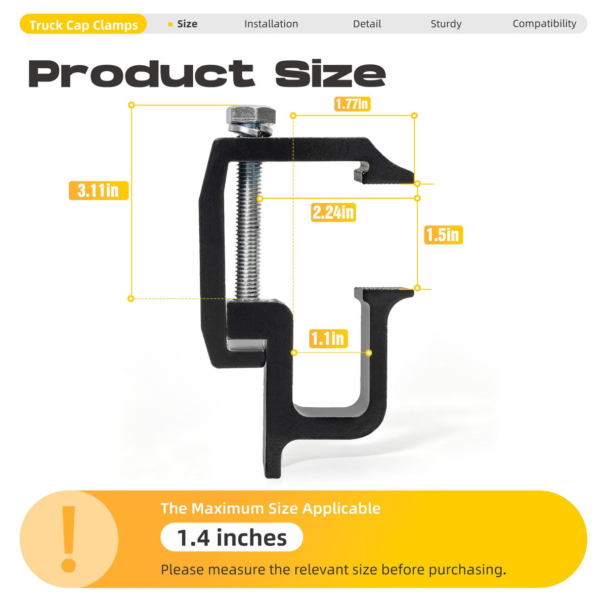8Pcs Truck Cap Topper Camper Shell Mounting Clamps Aluminum Truck Bed Clamp