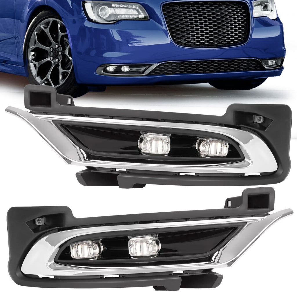 Pair LED Chrome Fog Lights Driver Passenger Side For Chrysler 300 2015-2024 2021