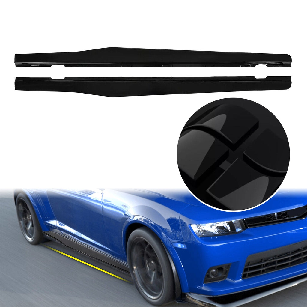 Glossy Black Side Skirts Extension Splitter For 2010-2015 Chevy Camaro LT LS SS