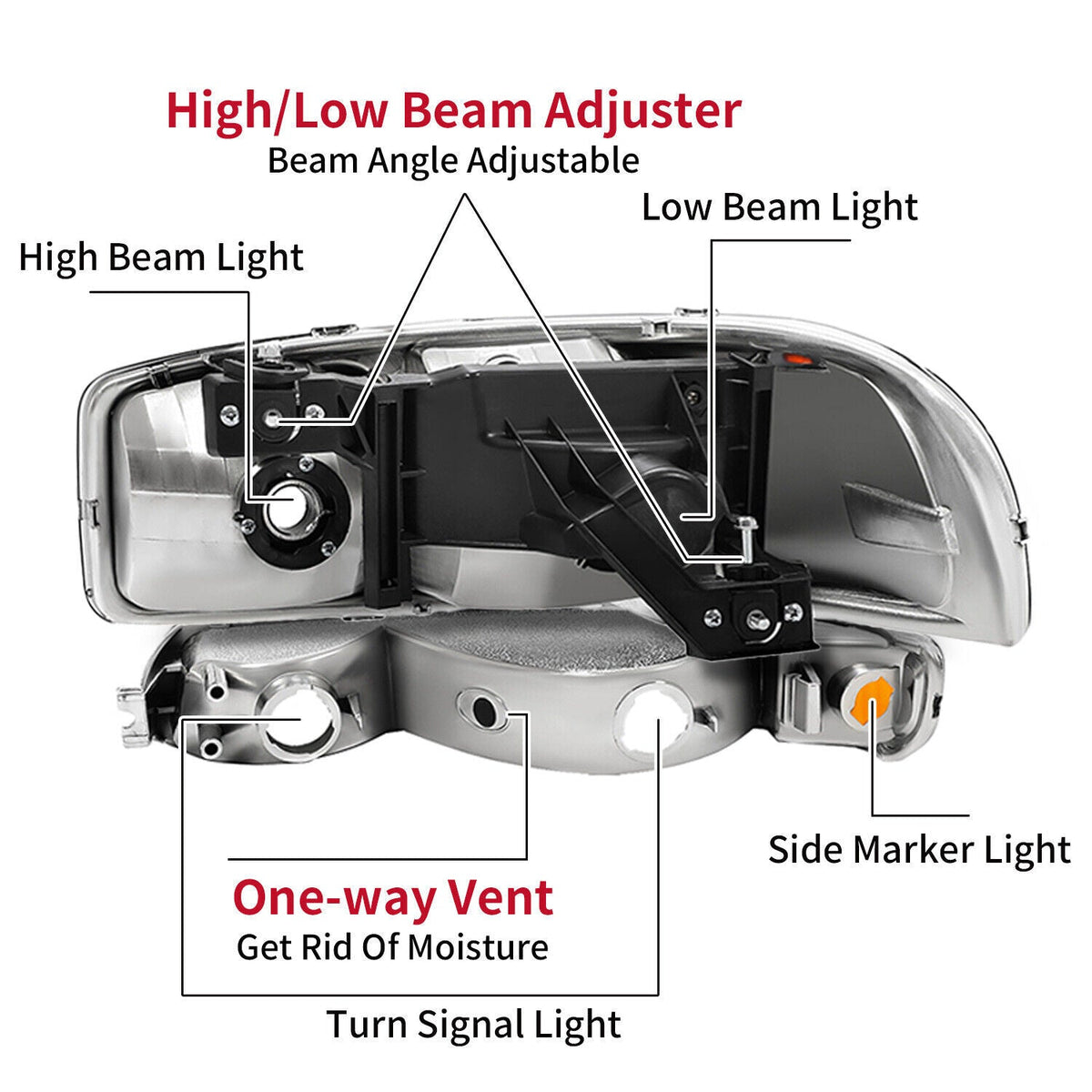 Chrome Headlights+Bumper Lamp Smoke Lens For GMC Sierra 1500 Yukon XL 1999-2007