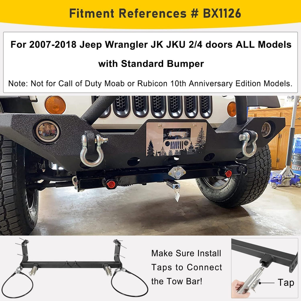 For Blue OX BX1126 Tow Bar Base Plate Bumper for 2007-2018 Jeep Wrangler JK JKU