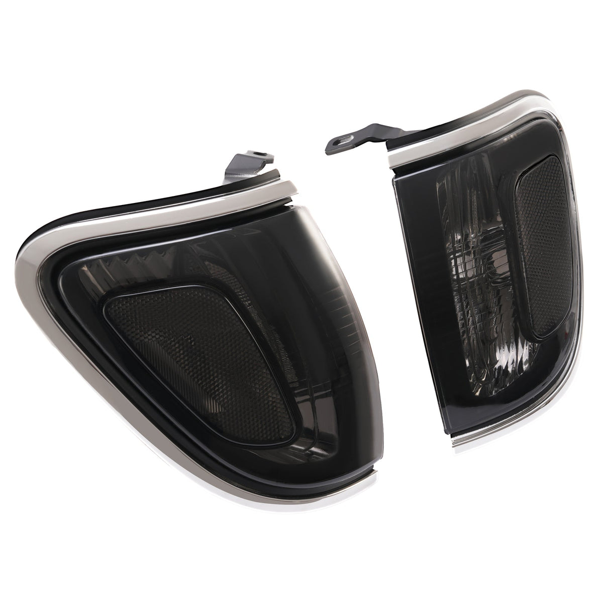 Pair of Smoke Lens Chrome Trim Corner Lights Lamps For Toyota Tacoma 2001-2004