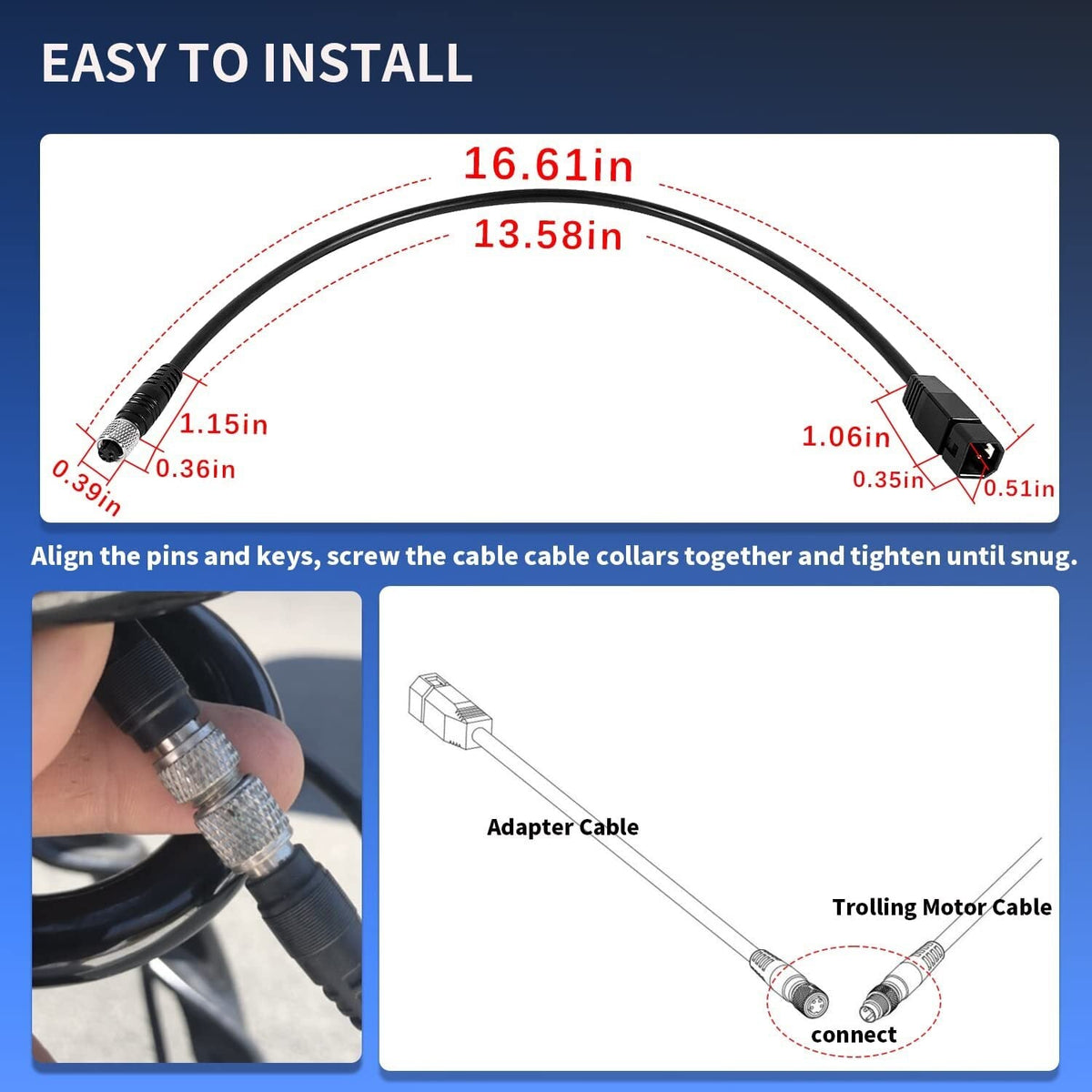 1852068 7-Pin Adapter Cable for Humminbird Fish Finder, Minn Kota US2 Transducer