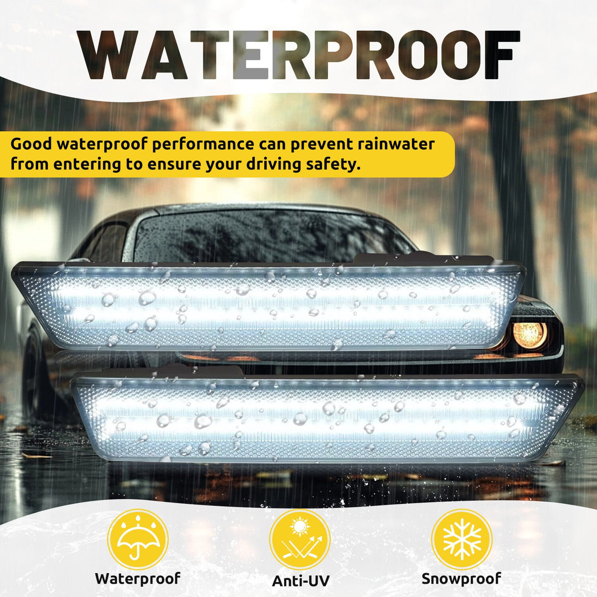 White/Smoke Rear Bumper LED Side Marker Lights For Dodge Charger 2011-2014 Pair