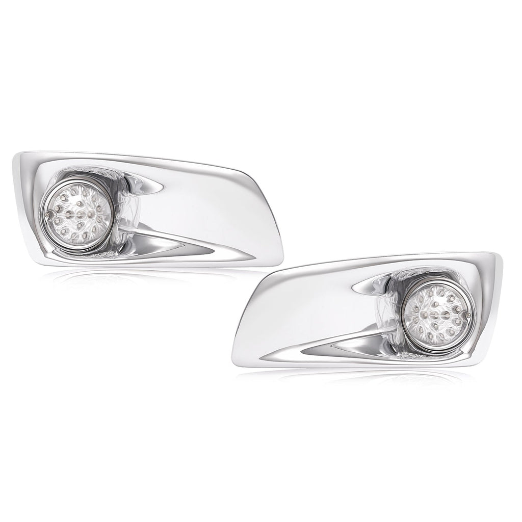 LED Fog Lights Lamp W/Bezel Clear Lens Pair LH & RH For Kenworth T660 2007-2017