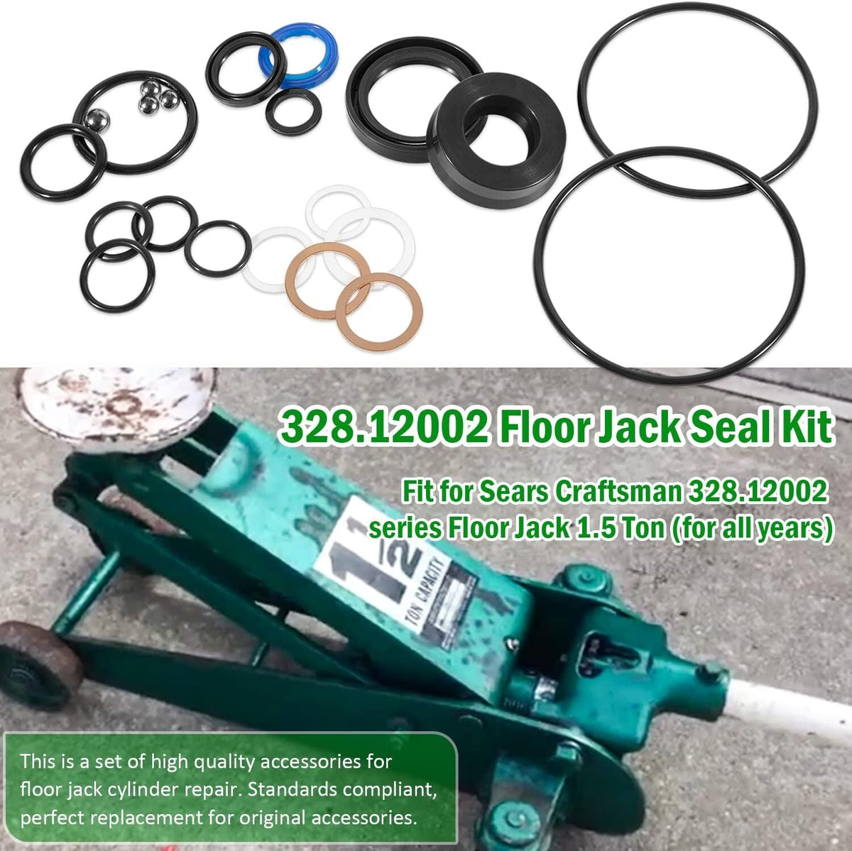 328.12002 Floor Jack Seal Kit for Sears Craftsman 328.12002 Series 1.5 Ton