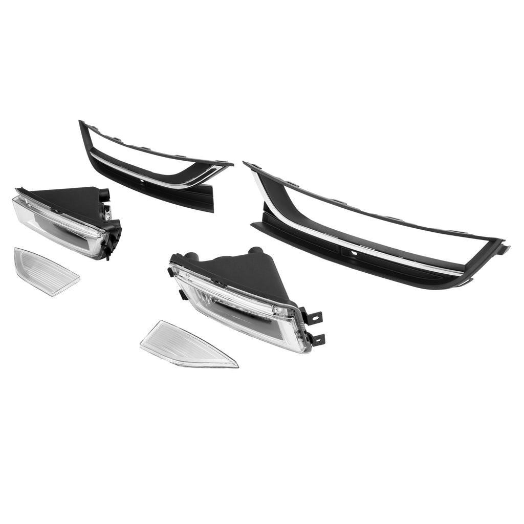 Pair Fog Light W/Bezels & Chrome Trim RH+LH Side For Volkswagen Passat 2012-2015